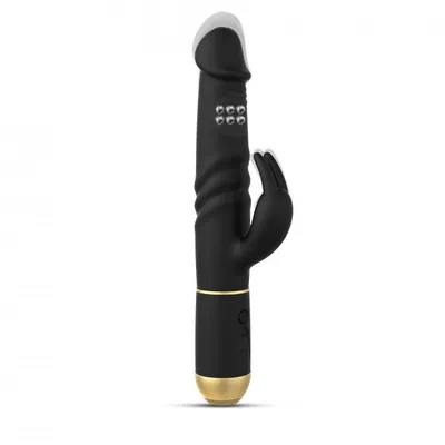 Вібратор-кролик Dorcel Furious Rabbit 2.0, чорний силікон, зворотно-поступальні рухи