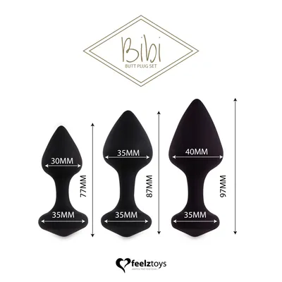 Набір силіконових анальних пробок FeelzToys Bibi Butt Plug Set 3 pcs Black