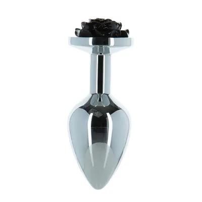 Металева анальна пробка Lux Active Rose Anal Plug з трояндою на основі