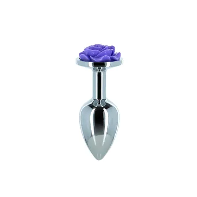 Металева анальна пробка Lux Active Rose Anal Plug з трояндою, Purple