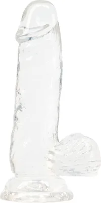 Фалоімітатор ADDICTION Clear Dildo with Balls 6″ на присосці, прозорий