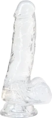 Фалоімітатор ADDICTION Clear Dildo with Balls 7″ прозорий, з присоскою