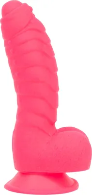 Фалоімітатор ADDICTION Tom 7″ Dildo With Balls на присосці, рожевий, з віброкулею