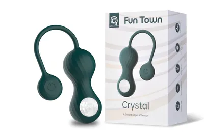 Вагінальні смарт-кульки з вібрацією Fun Town Crystal, зелені
