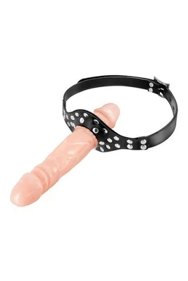 Кляп із подвійним фалоімітатором Fetish Tentation Double Penis Gag Flesh
