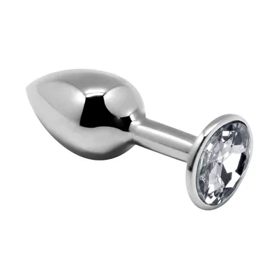 Анальна пробка металева Alive Mini Metal Butt Plug White L з кристалом