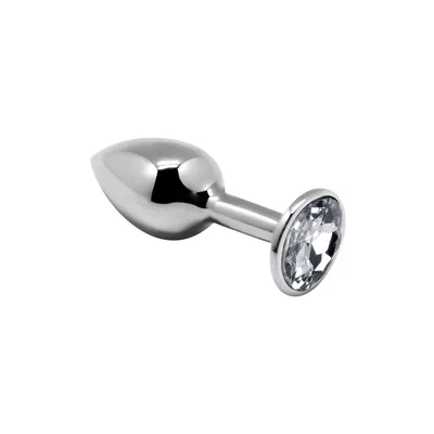 Анальна пробка металева Alive Mini Metal Butt Plug White S з кристалом