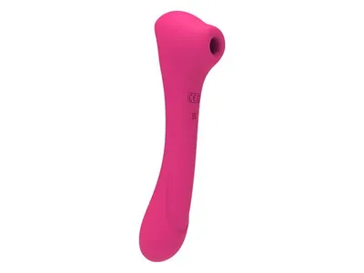 Вібратор та вакуумний кліторальний стимулятор 2-в-1 Alive Quiver Magenta Pink
