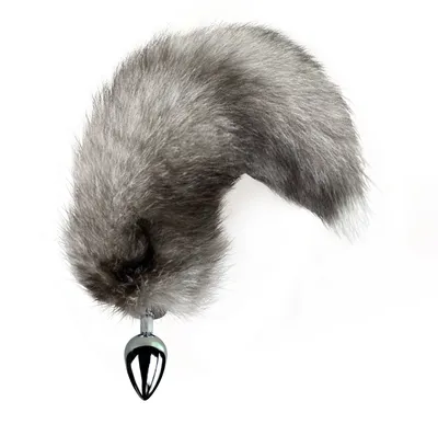Металева анальна пробка з хвостом з натурального хутра Art of Sex size M, Arctic fox