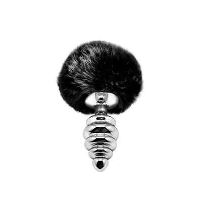 Анальна пробка з хвостиком Alive Fluffy Twist Plug M Black, діаметр 3,4 см