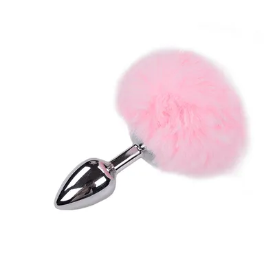Металева анальна пробка з хвостиком Alive Fluffy Plug S Pink, діаметр 2,8 см