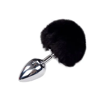 Металева анальна пробка з хвостиком Alive Fluffy Plug L Black, діаметр 3,9 см