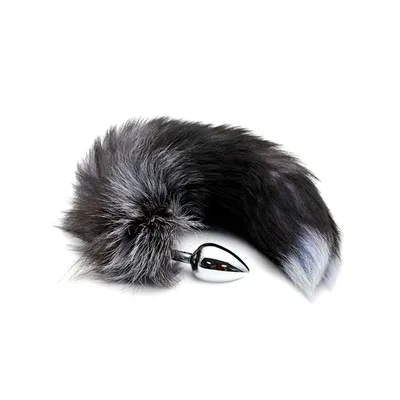 Анальна пробка з лисячим хвостом Alive Black And White Fox Tail S, діаметр 2,9 см
