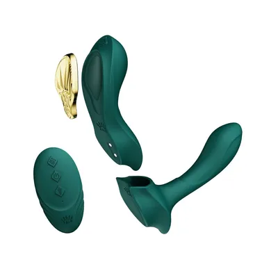 Смарт-вібратор у трусики Zalo — AYA Turquoise Green, з насадкою та пультом ДК