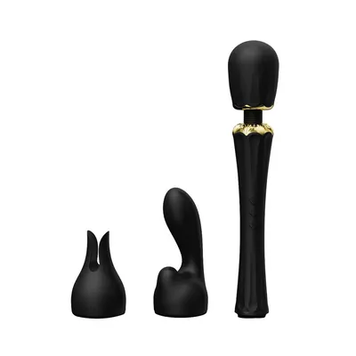 Вібромасажер-ванд з насадками Zalo Kyro Wand Obsidian Black