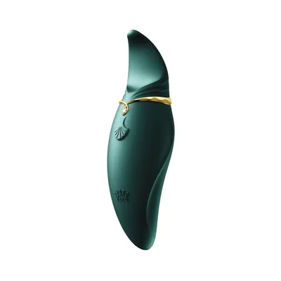 Вібратор 2в1 з язичком Zalo Hero Jewel Green, кристал Swarovski