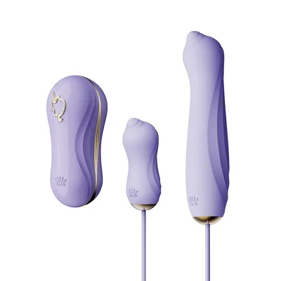Набір 3в1 Zalo – UNICORN Set Violet: вакуумний стимулятор, віброяйце, пульсатор