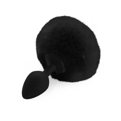 Анальна пробка М Art of Sex Silicone Butt Plug Rabbit Tail Black, діаметр 3,5 см