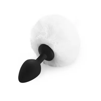 Анальна пробка Art of Sex Silicone Butt Plug Rabbit Tail White, діаметр 3,5 см