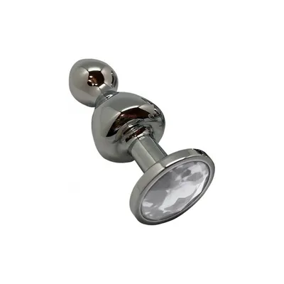 Анальна пробка Wooomy Lollypop Double Ball Metal Plug M, темне срібло