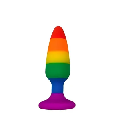 Силіконова анальна пробка Wooomy Hiperloo Silicone Rainbow Plug S, райдужна, 9 см