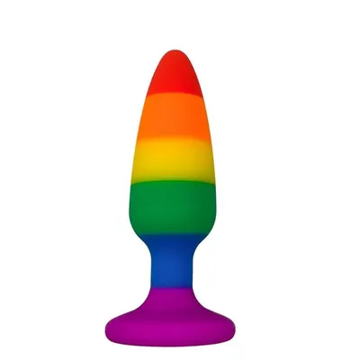 Силіконова анальна пробка Wooomy Hiperloo Silicone Rainbow Plug M, райдужна