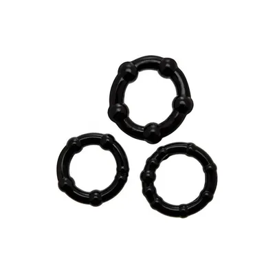 Набір ерекційних кілець Wooomy Babooom cockring set, 3 розміри, чорний