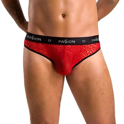 Чоловічі труси Passion Slip Mike L/XL, червоні з леопардовим принтом