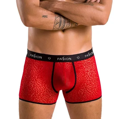 Чоловічі прозорі боксери Passion Short Parker S/M, сітка з леопардовим принтом