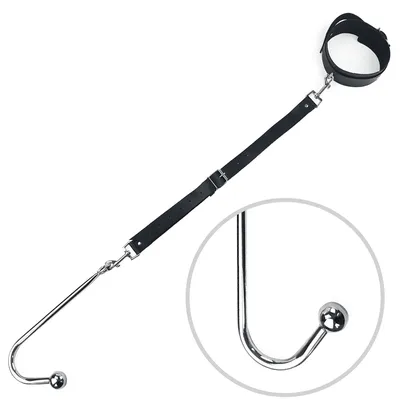 Анальний гак 2 з нашийником з натуральної шкіри Art of Sex - Anal hook, Чорний