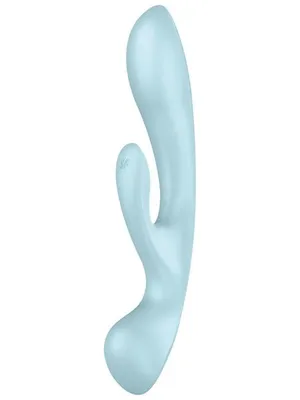 Вібратор-кролик Satisfyer Triple Oh Light Blue, 3 мотори, руків'я-масажер