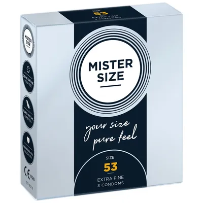 Презервативи Mister Size - pure feel - 53, 3 шт, товщина 0,05 мм