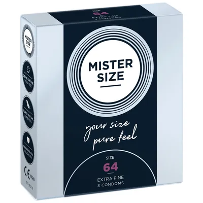 Презервативи Mister Size pure feel 64 (3 шт), товщина 0,05 мм