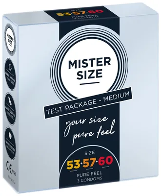 Набір презервативів Mister Size - pure feel - 53–57–60, 3 розміри, товщина 0,05 мм