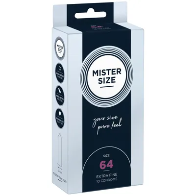 Презервативи Mister Size pure feel 64, 10 шт, товщина 0,05 мм