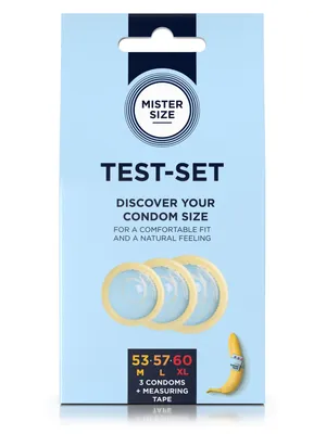 Набір презервативів Mister Size TEST-SET 53–57–60, 3 розміри + лінійка, 0,05 мм