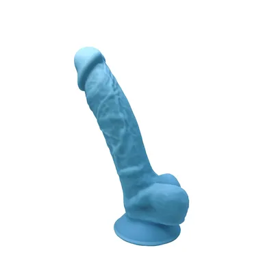 Фалоімітатор SilexD Johnny Blue, двошаровий, силікон+Silexpan, довжина 17,8 см