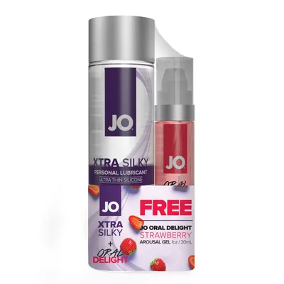 Набір JO GWP: лубрикант Xtra Silky Silicone 120 мл та стимулюючий гель Oral Delight Strawberry 30 мл
