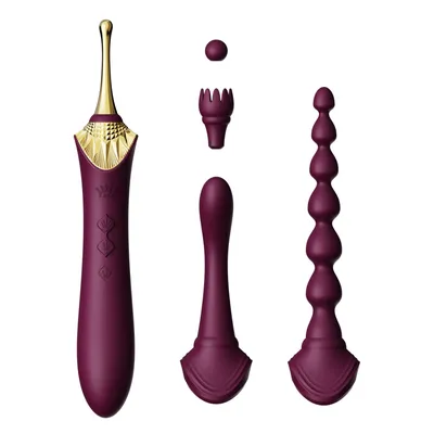 Мультифункціональний вібратор Zalo Bess 2 Velvet Purple, 4 насадки, підігрів