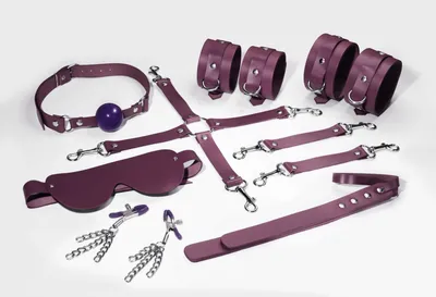 Набір BDSM Feral Feelings BDSM Kit 7 Burgundy, 7 предметів