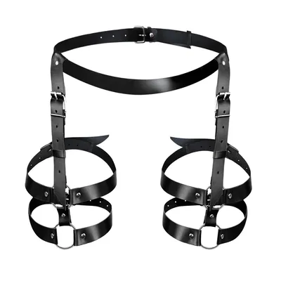 Шкіряні гартери Art of Sex - Melani Leather garters, чорні, XS-M