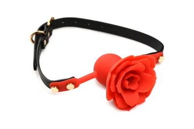 Силіконовий кляп з трояндою Master Series Blossom Silicone Rose Gag – Red