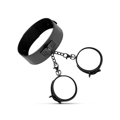 Набір Bedroom Fantasies Collar & Wrist Cuffs: наручники з нашийником, чорні