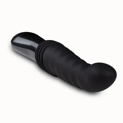 Пульсатор Blush Temptasia – Lazarus Thrusting Dildo, чорний, ребристий стовбур, 3 швидкості