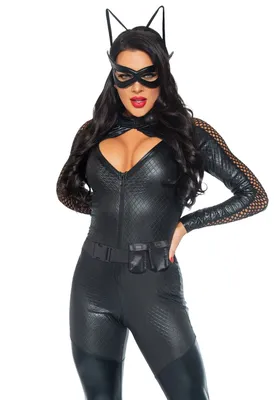 Костюм супергероя-кішечки Leg Avenue Wicked Kitty L, комбінезон, пояс, маска, вушка
