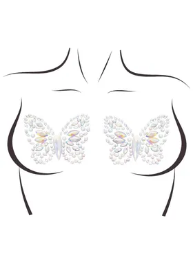 Пестис-метелики Leg Avenue Chrysallis nipple sticker, кристали, світяться у темряві