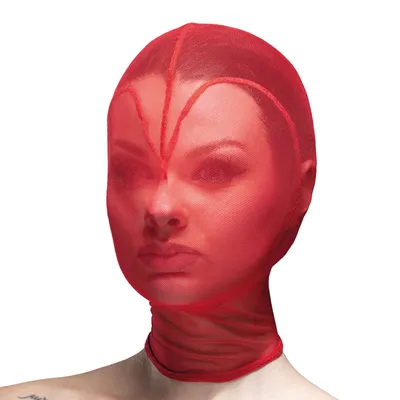 Маска Feral Feelings Hearts Hood Mask Red, повністю закрита, з контуром сердця