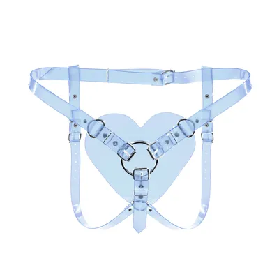 Трусики-страпон Feral Feelings Hearts Strap-on Belt у формі серця, прозорий ПВХ