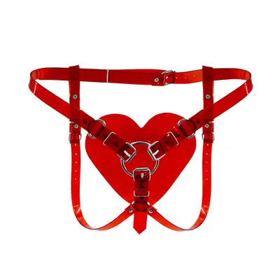 Трусики Серце для страпона Feral Feelings - Hearts Strap-on Belt Red Transparent