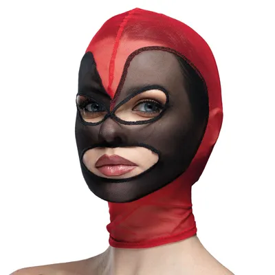 Маска Feral Feelings Hearts Hood Mask, чорна з червоним контуром серця